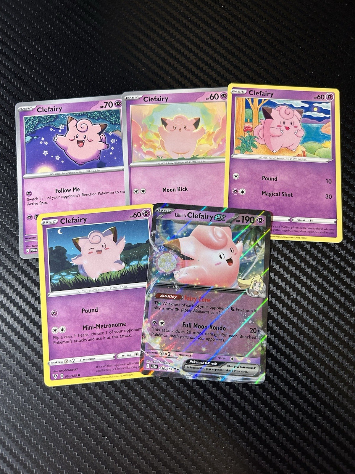 Lotto 5x Clefairy Giglio Carte Pokemon Collezione Set