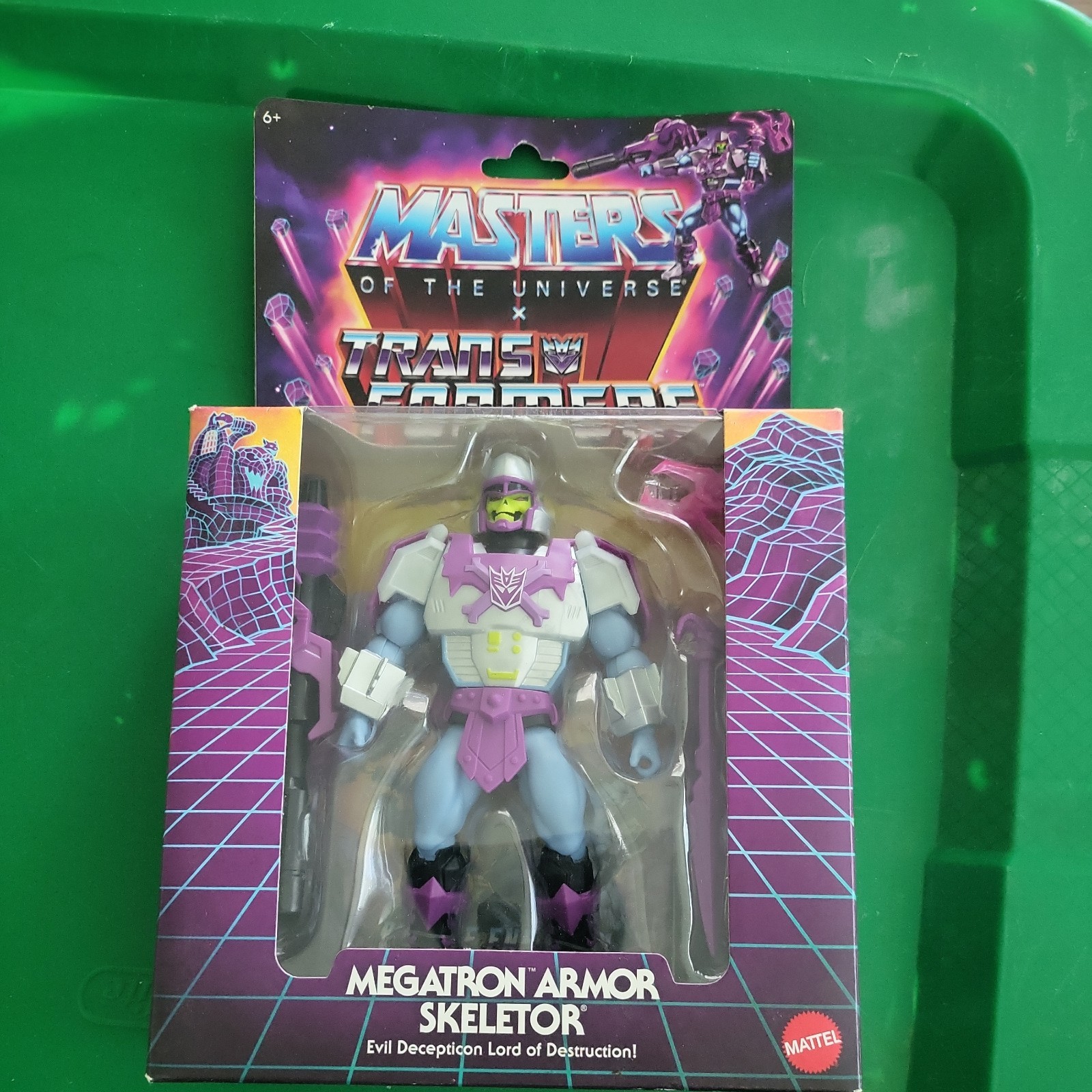 Modellino MOTU x Transformers Megatron Armor Skeletor in scatola usura
