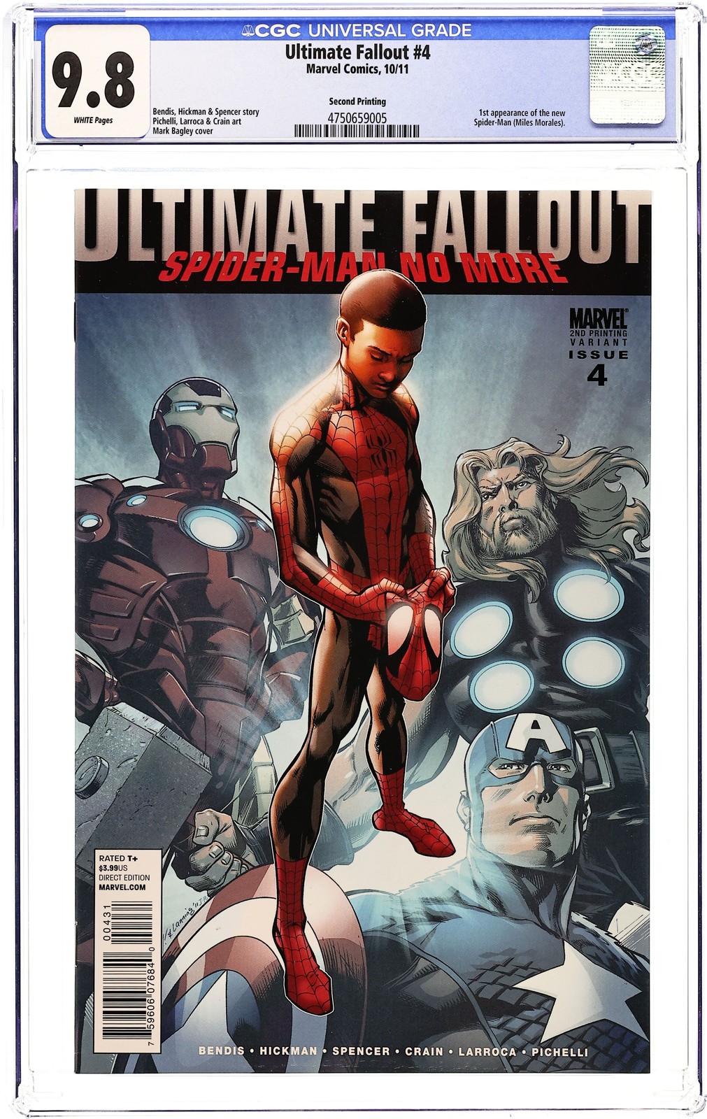 Ultimate Fallout #4C Bagley Variant seconda stampa CGC 9.8 2011 4750659005