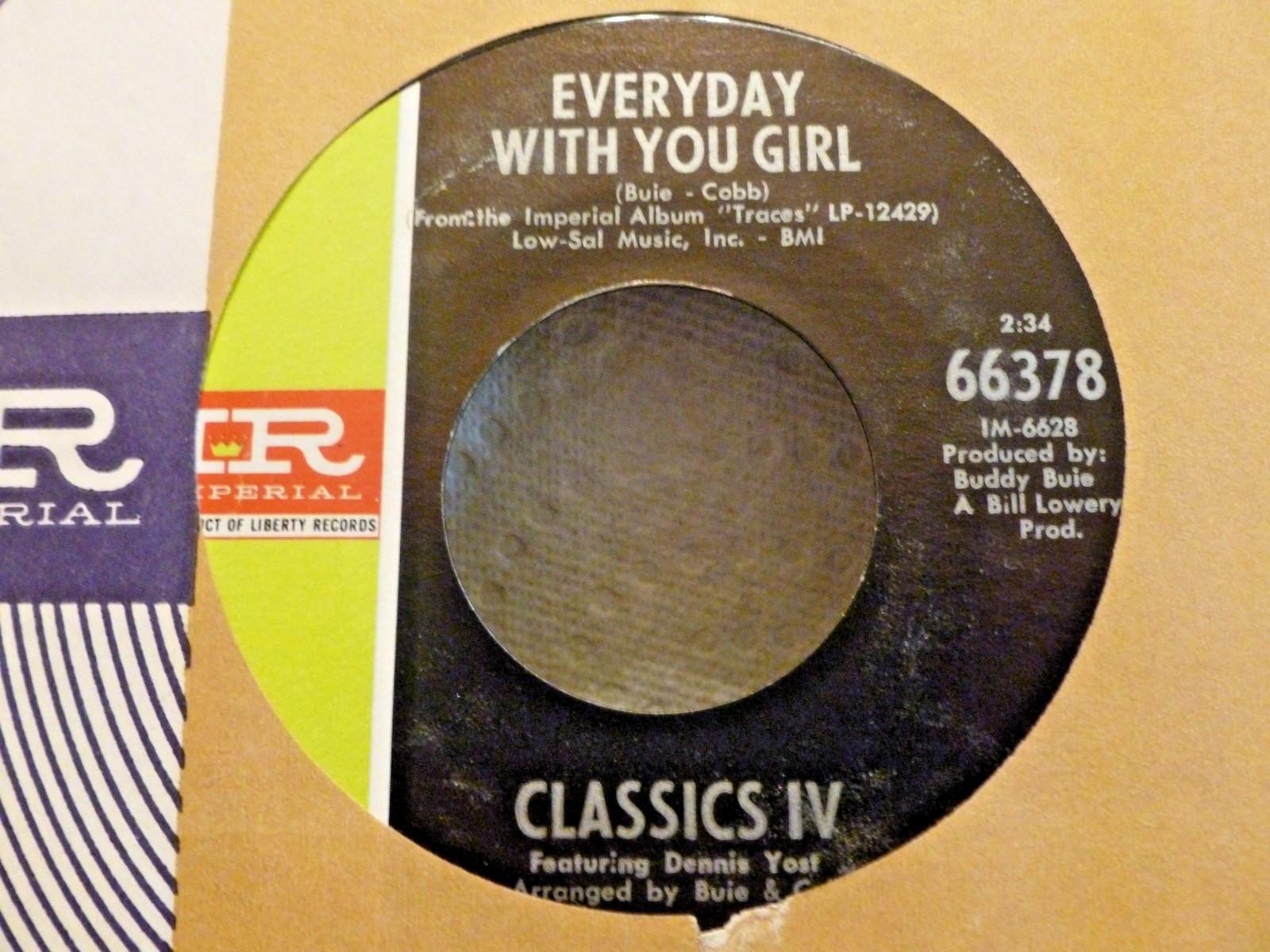 Classics IV-Imperial 45-Everyday With You Girl-Disc is NOS