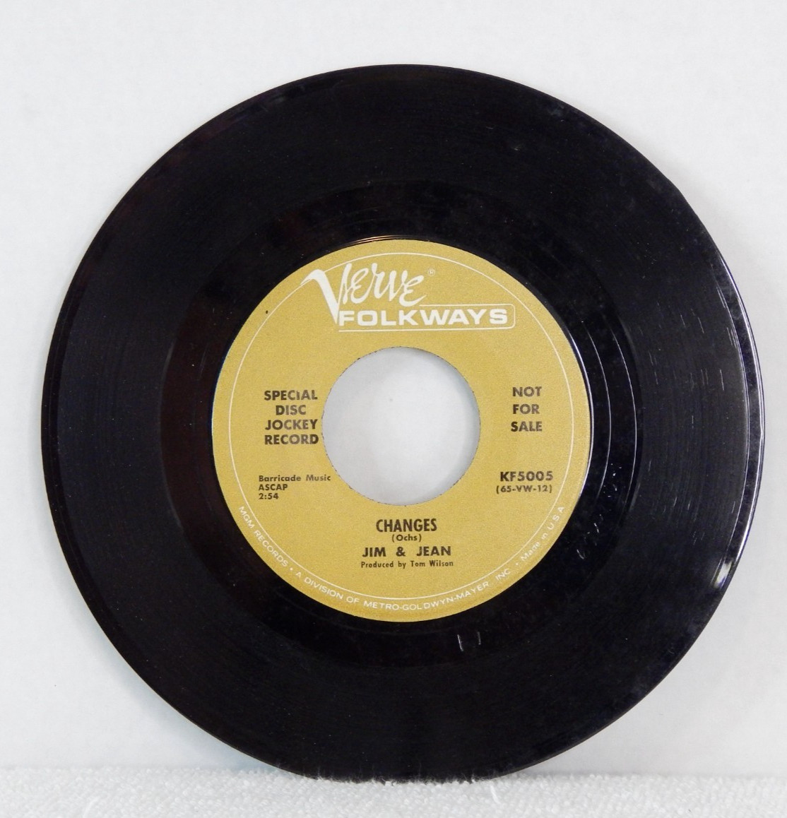 Jim & Jean – Changes 7" Single 1966 Promo Verve Folkways Folk Rock 45 RPM