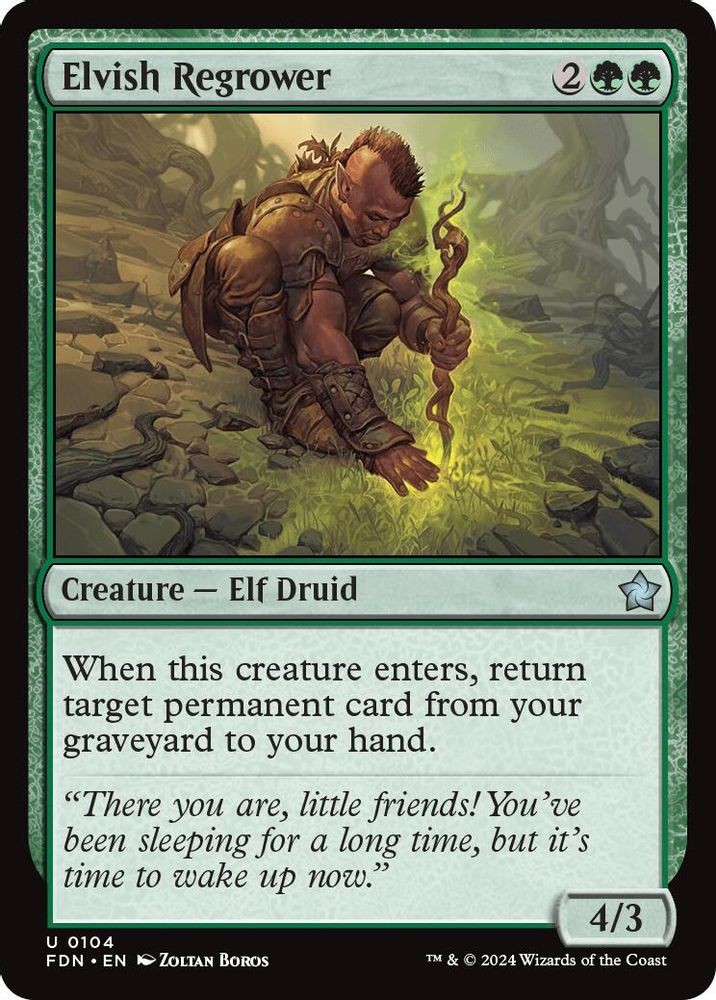 2024 Magic: The Gathering FDN - Elvish Regrower (#104, Uncommon, Lightly Played)