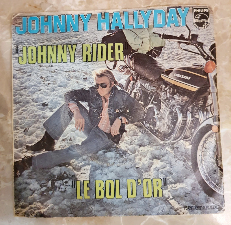 Disque vinyle 45T Johnny Hallyday Johnny Rider le bol d'or 1974