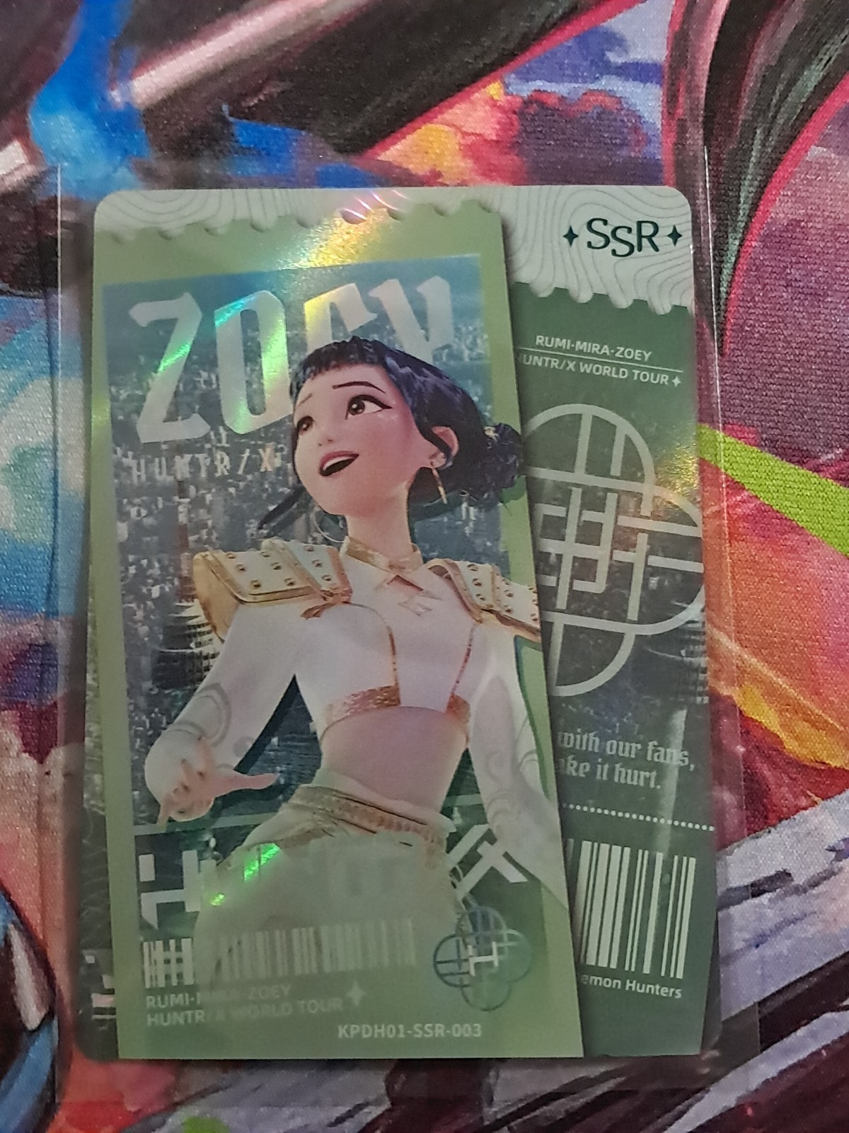 Carta collezionabile KAYOU KPop Demon Hunters SSR Rumi Mira Zoey KPDH01-SSR-003
