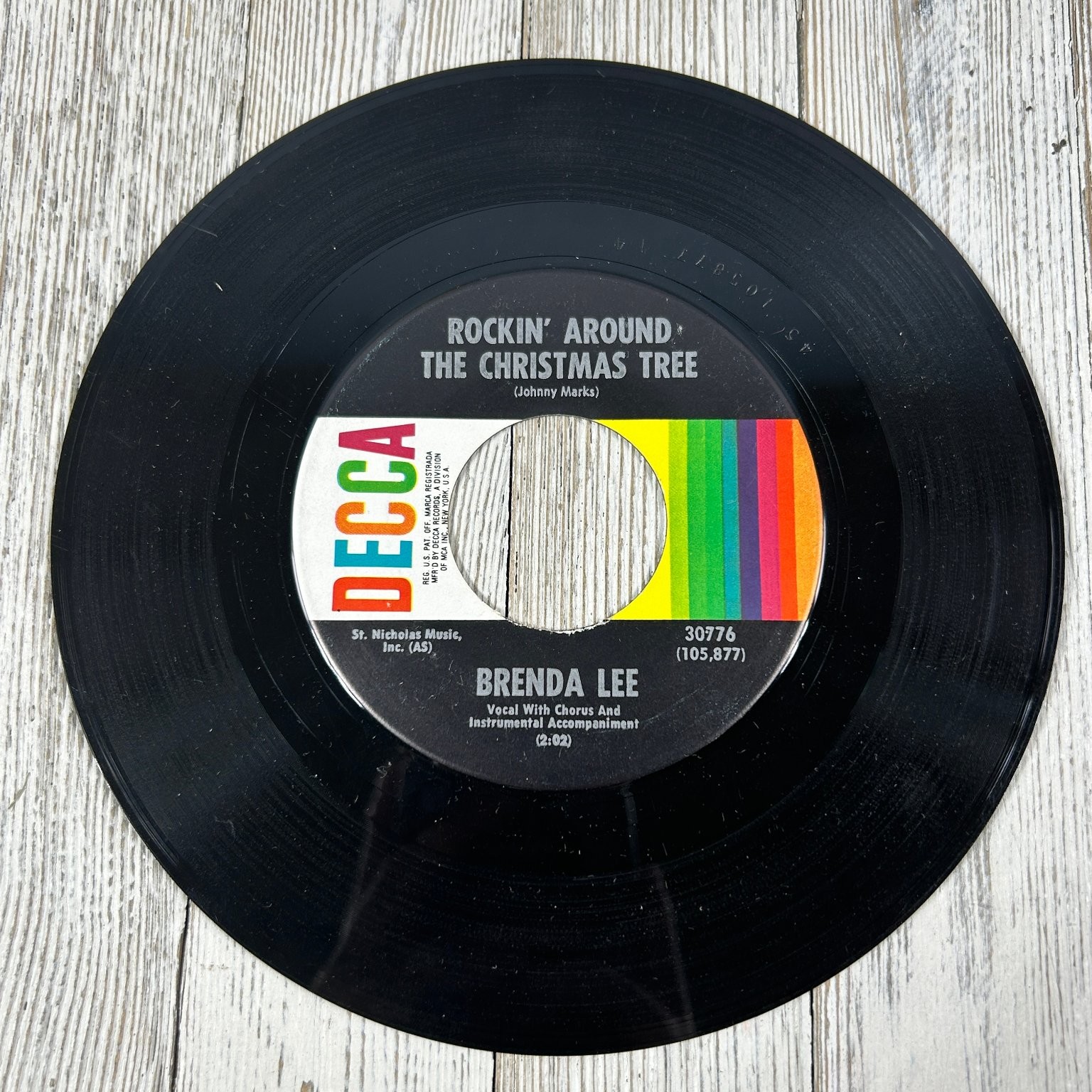 Brenda Lee - Rockin' Around Christmas Tree 7" Record 1958 Decca Pop 45 RPM