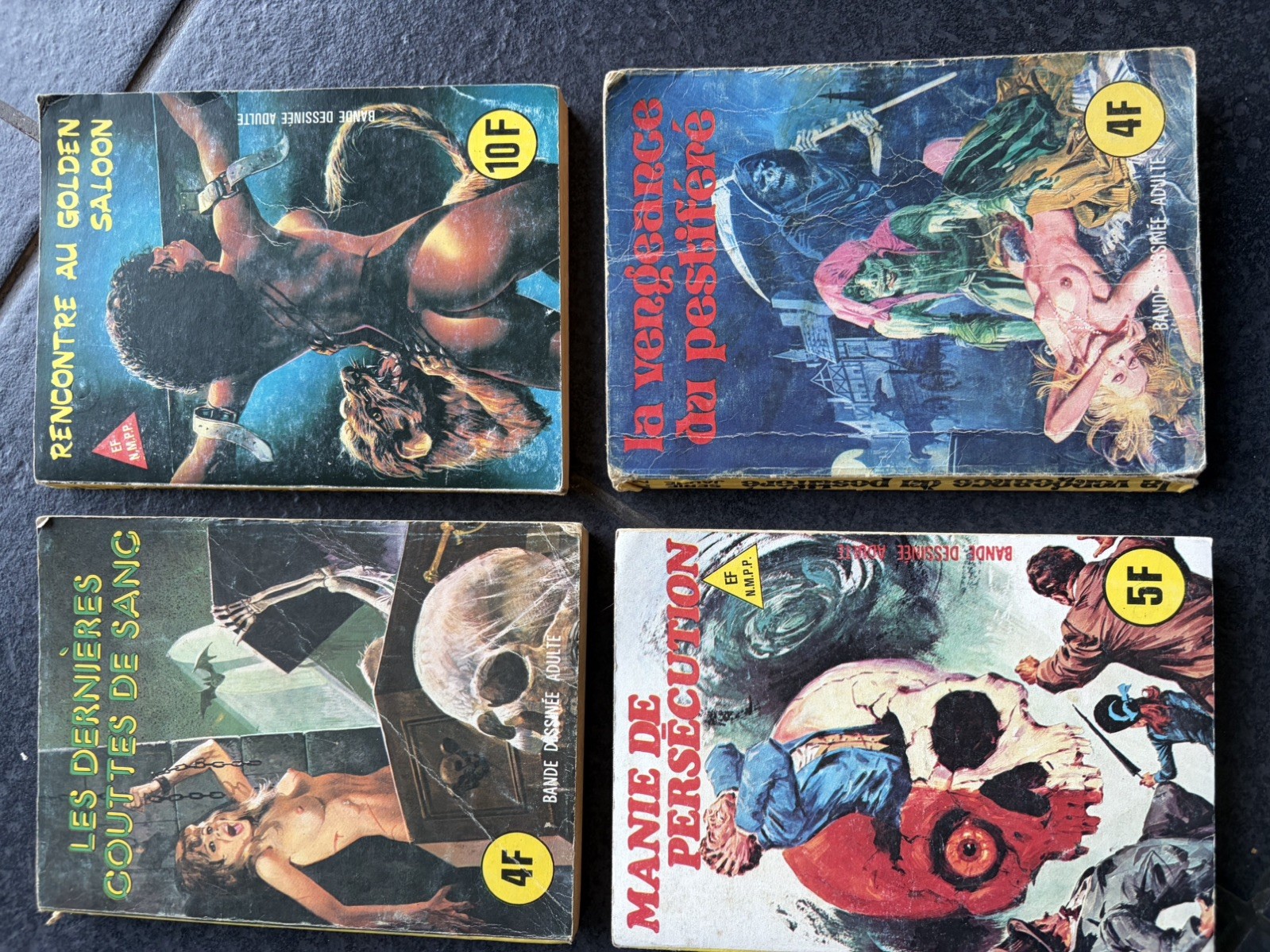 Lot 4 bd Elvifrance EF 1970’s série jaune 2-43-117 + sans numéro horreur adulte 