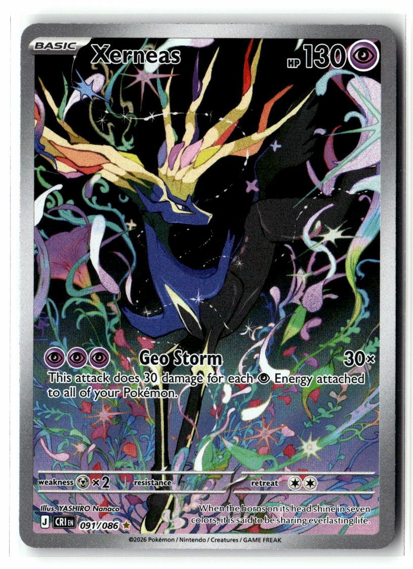 XERNEAS 091/086 IR POKEMON CHAOS RISING HOLO QUASI NUOVO YASHIRO NANACO