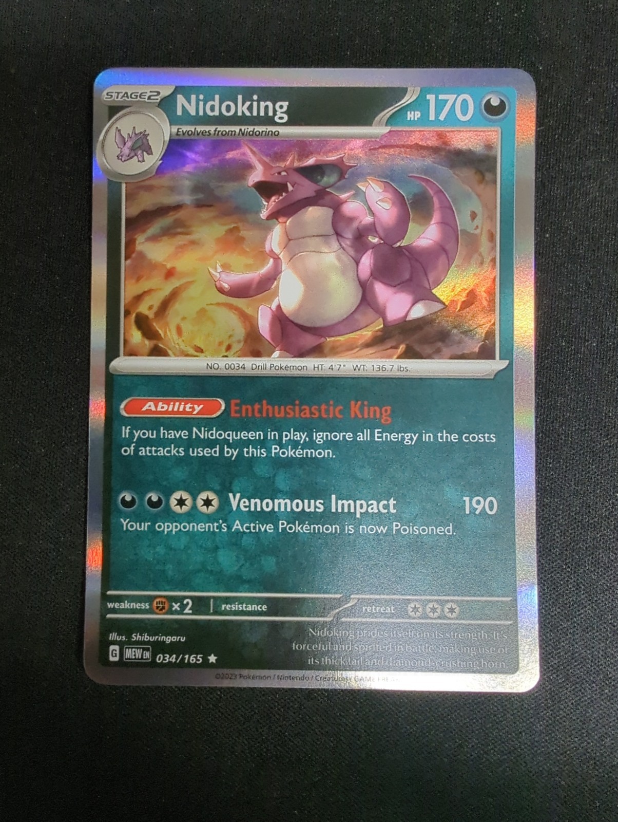 Nidoking - Rare SV: Scarlet & Violet 151 034/165 NM