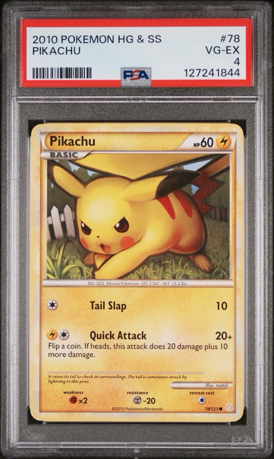 The Pokémon Company Pokémon TCG Pikachu HeartGold SoulSilver 78/123 PSA 4 pop 5