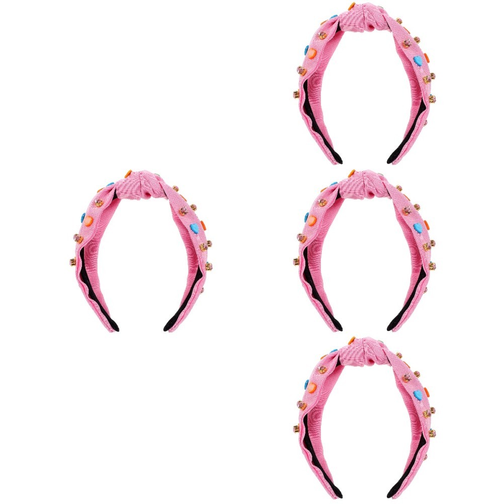 Decorative Womens Knotted Headband in Pink with Shine Rhinestones Durable Design