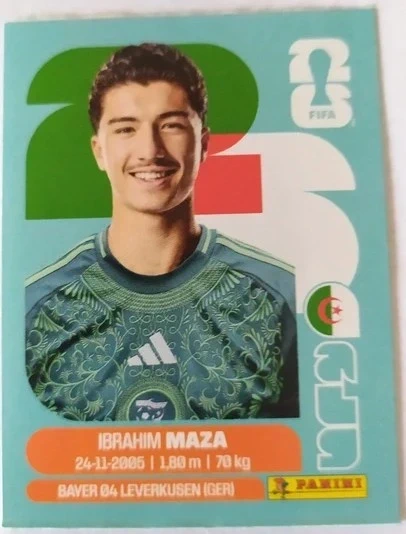 Autocollant Panini Ibrahim Maza Fifa World Cup 2026 - équipe d'Algérie