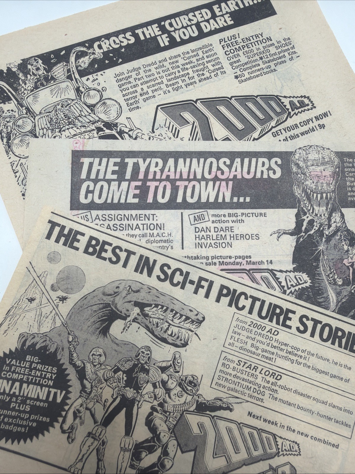 2000AD  - 3 x Vintage Half  Page  Adverts /Cuttings from 1977-1978 Comics