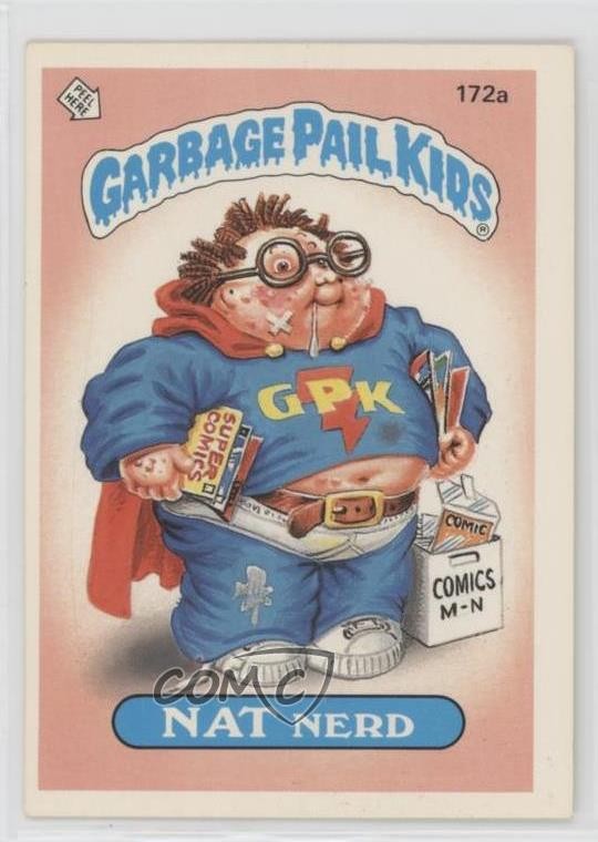 1986 Topps Garbage Pail Kids Series 5 Nat Nerd (Two Star Back) #172a 0d0u