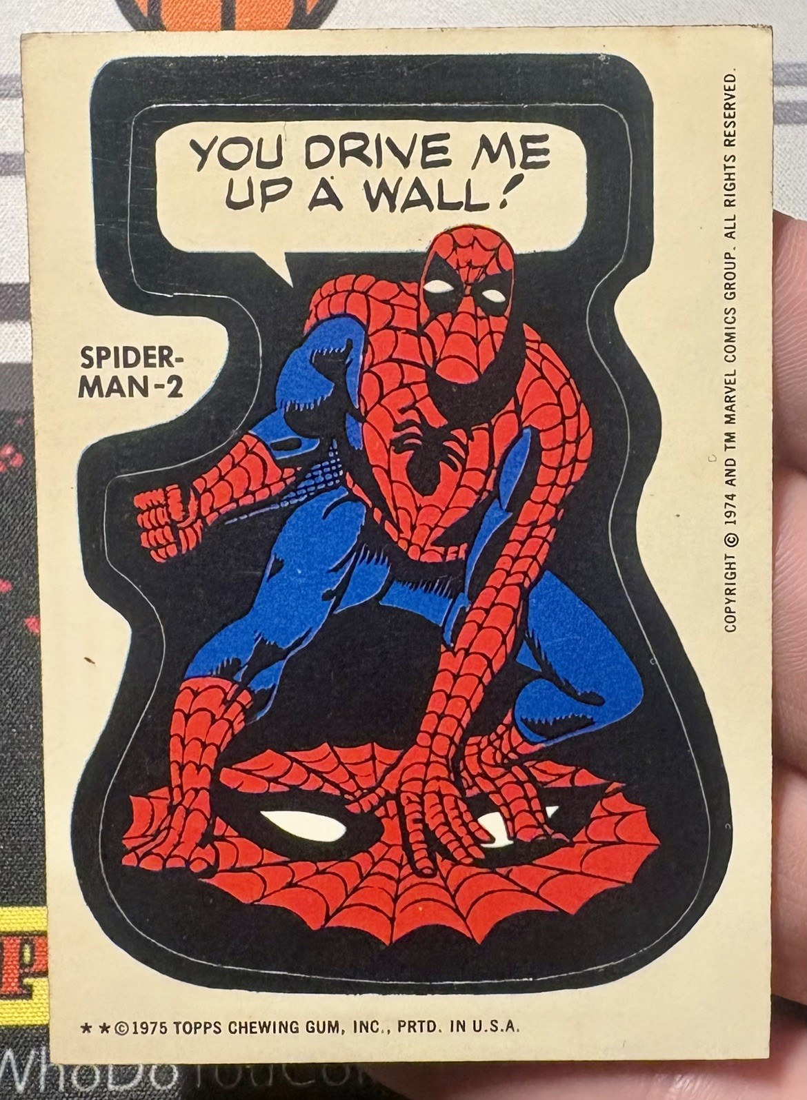 1975 Topps Spider-Man 2 Adesivi prima carta topps! Marvel fumetti eroi 