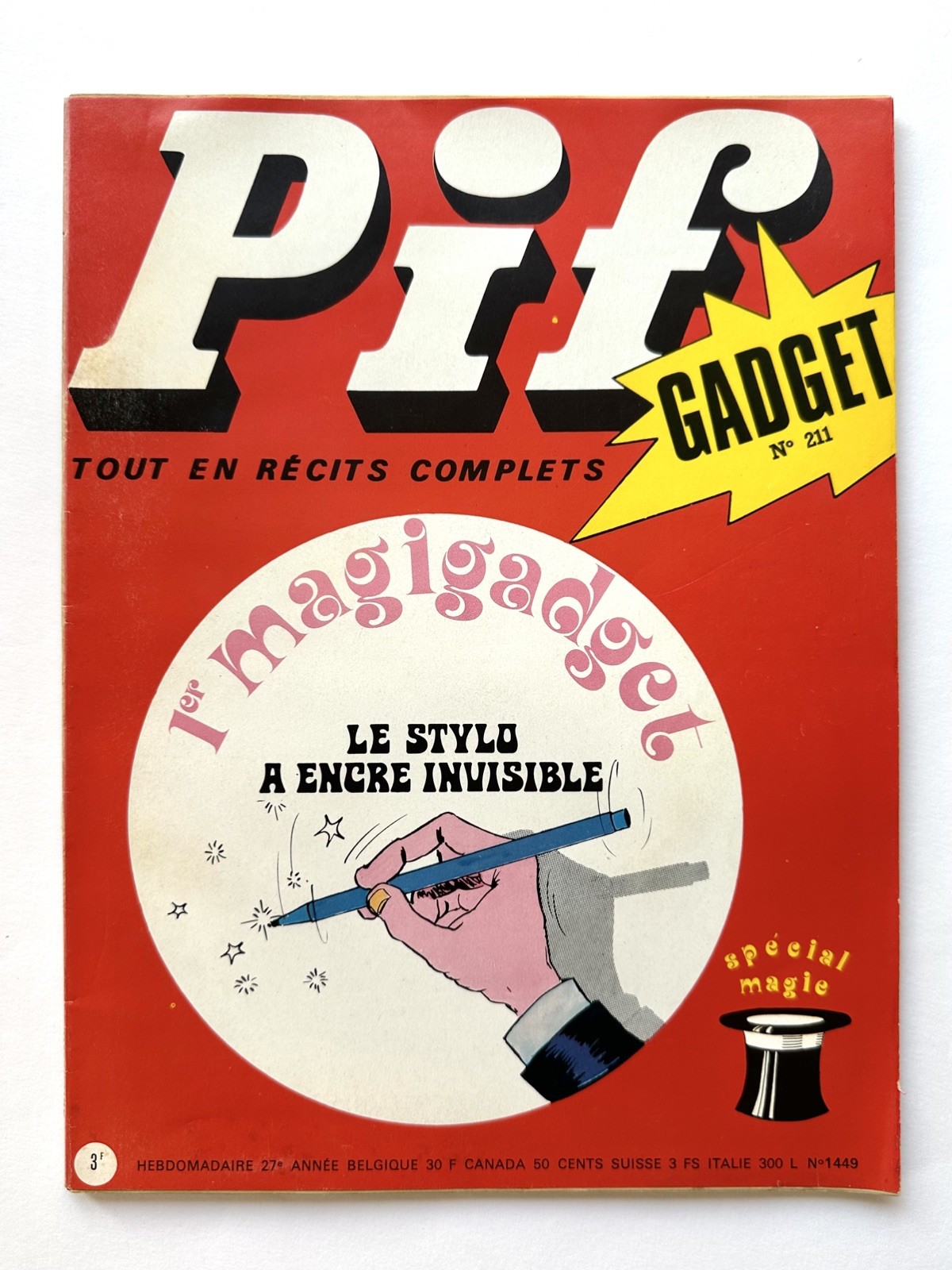 PIF GADGET N° 211, JEUX NON FAITS AVEC MANUEL DE MAGIE « CARTES » DE 1973
