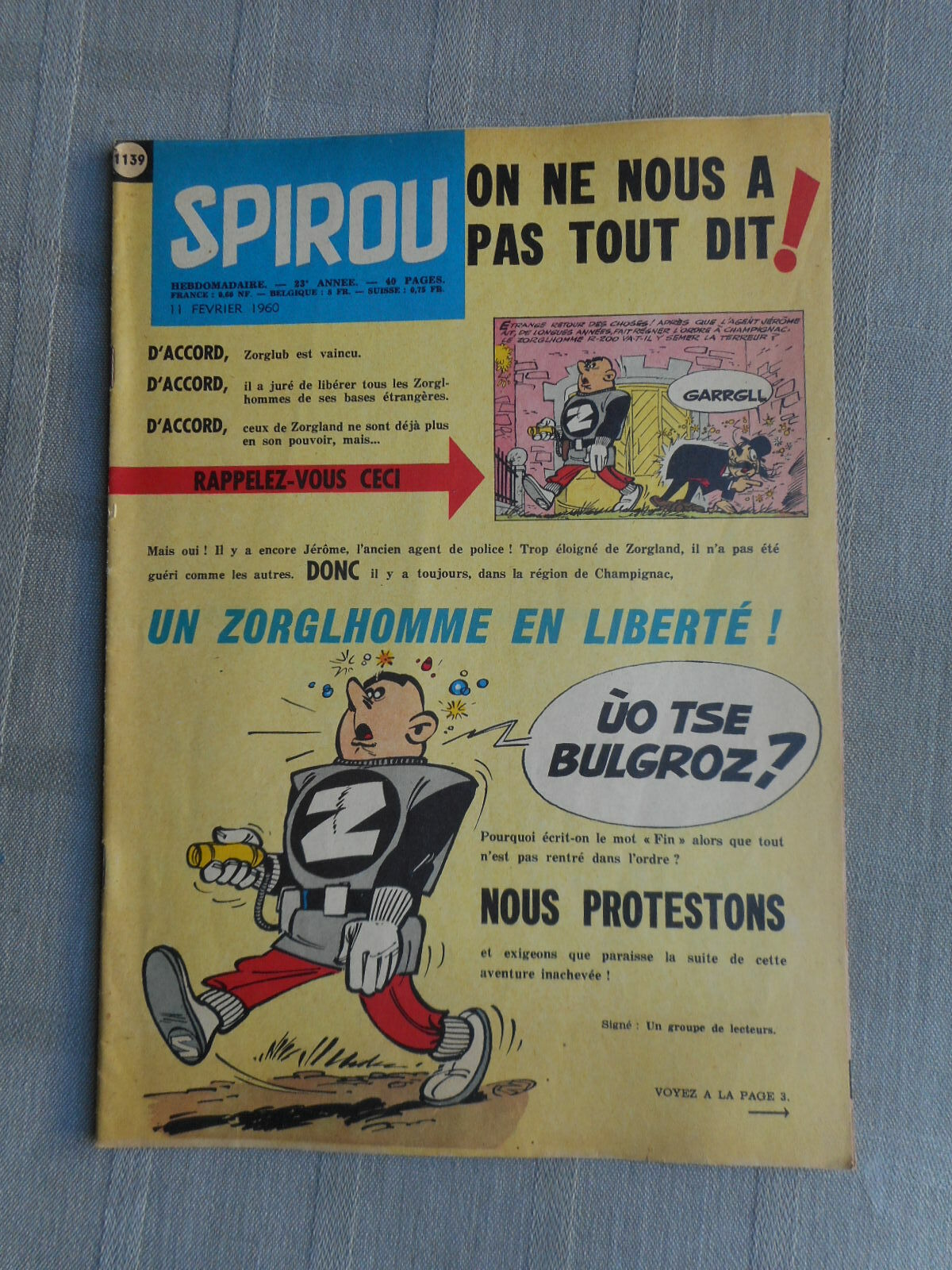 Hebdo Il Giornale Di Spirou N°1139 1960 In Buone Condizioni