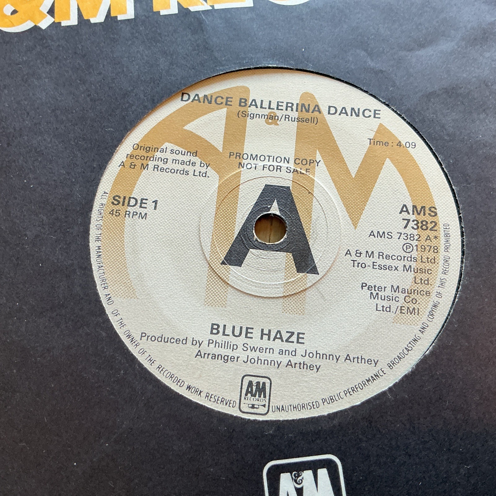 Blue Haze; Dance Ballerina Dance Promo  EX/EX Con 7” Vinyl Single Free UK Post