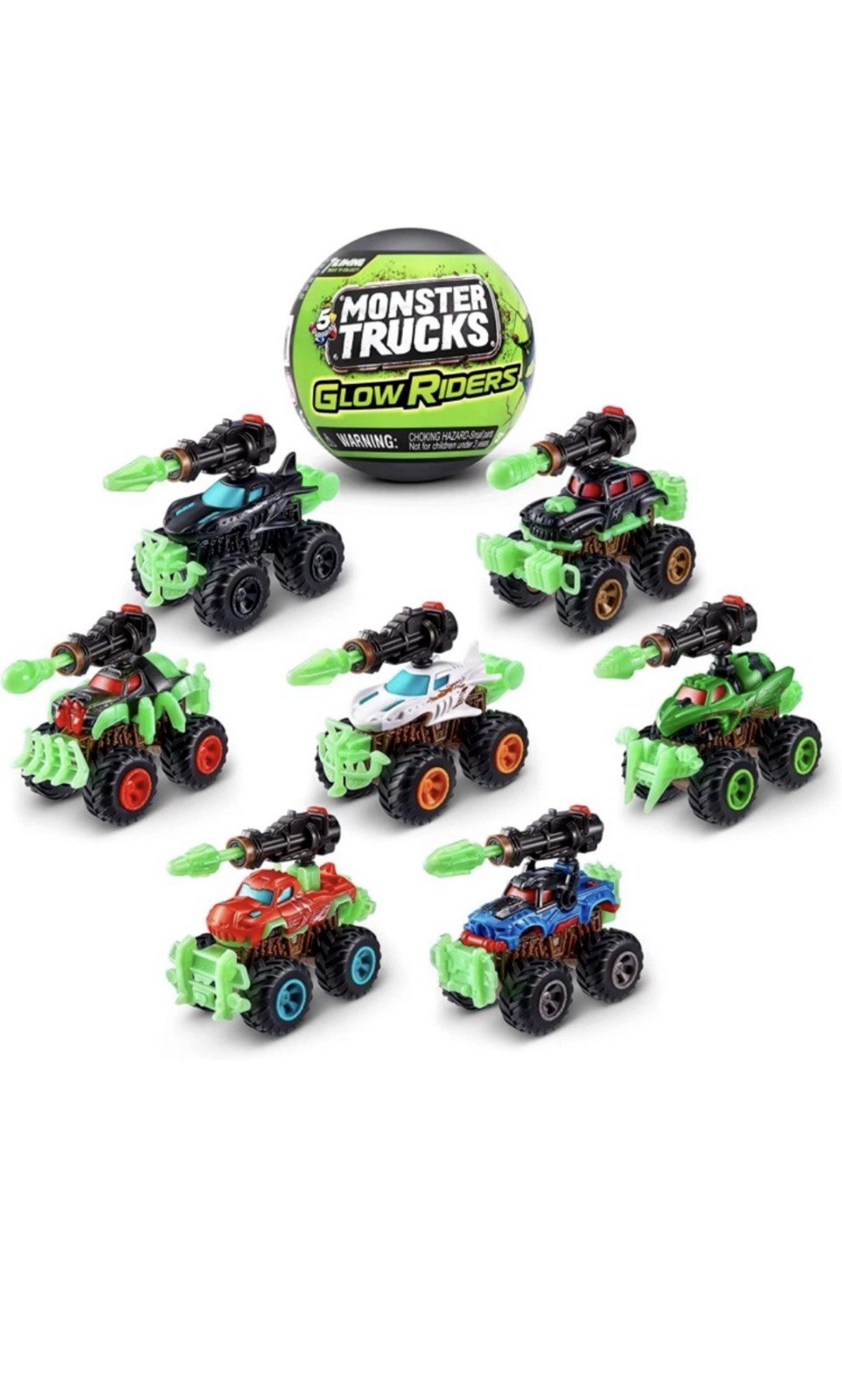 Zuru 5 Sorprese Monster Trucks Glow Riders Bambini Bambini x1 Palla Cieca Fornita
