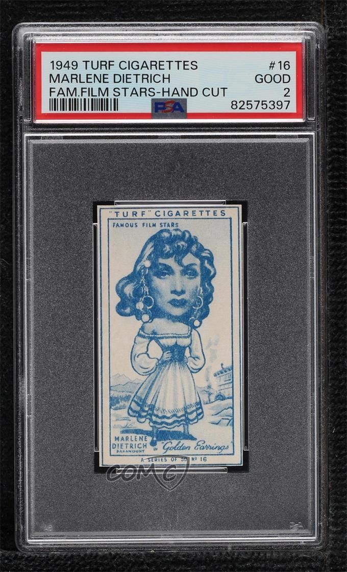 1949 Turf Famous Film Stars Tabacco Marlene Dietrich #16 PSA 2 7ez