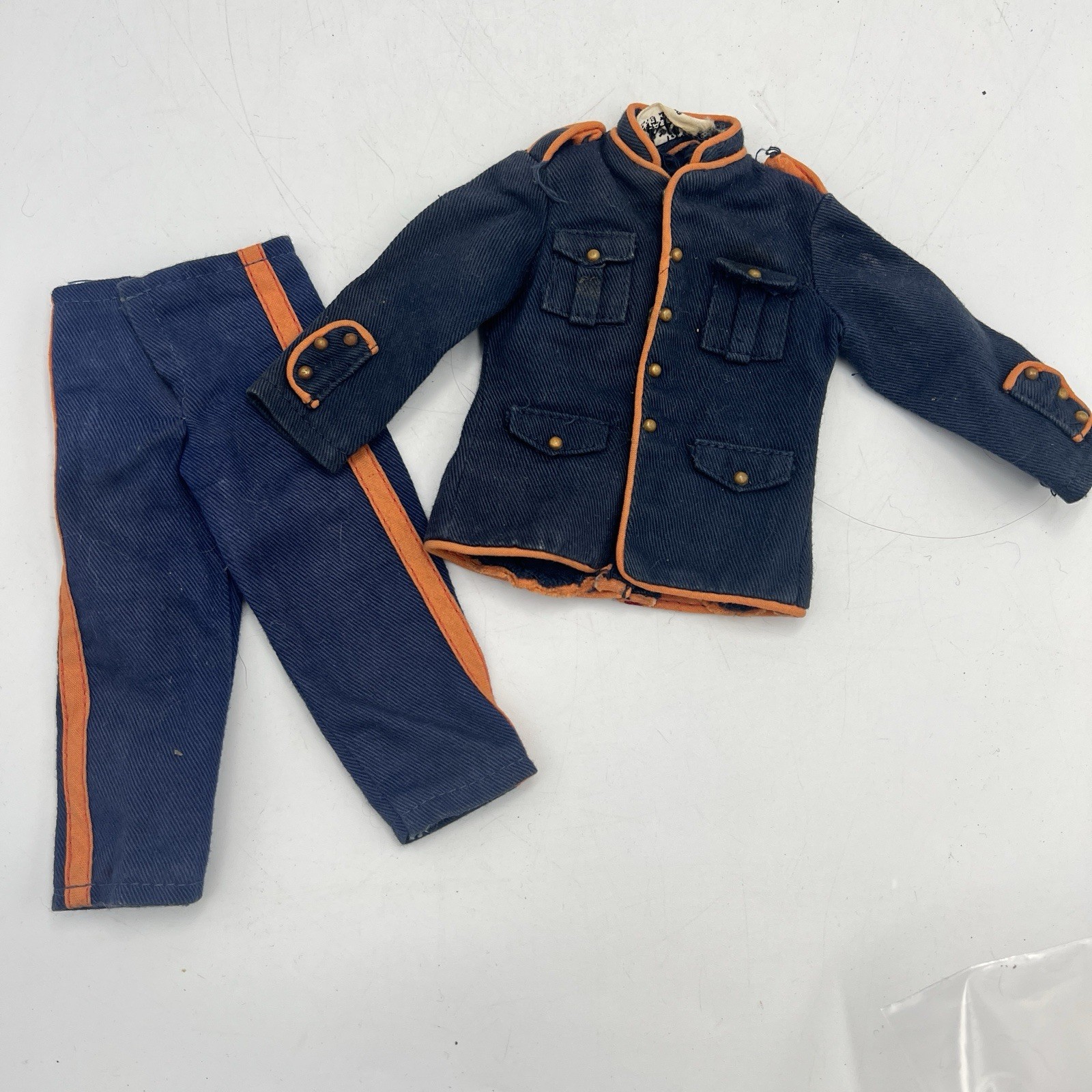 Abito marino vintage 1964 Hasbro GI Joe uniforme da parata ARANCIONE tubazioni