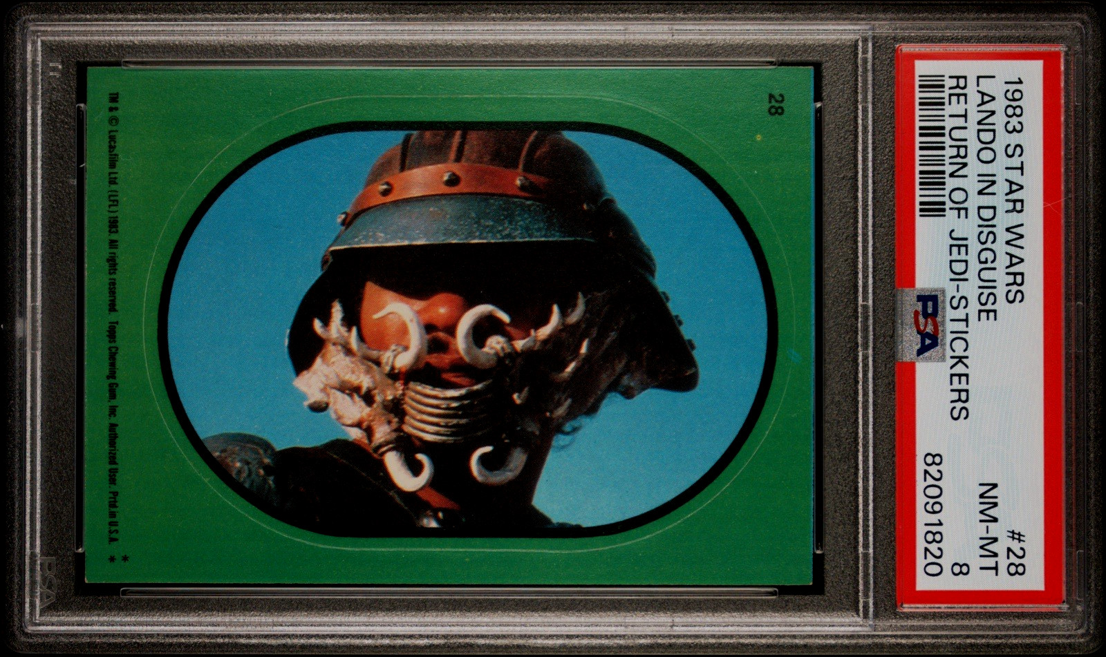 1983 Topps STAR WARS: Return of the Jedi Sticker Card #28 LANDO Green (PSA 8)