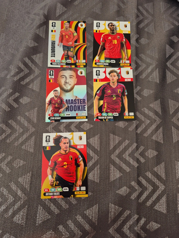 5 cartes Belgique panini coupe du monde 2026