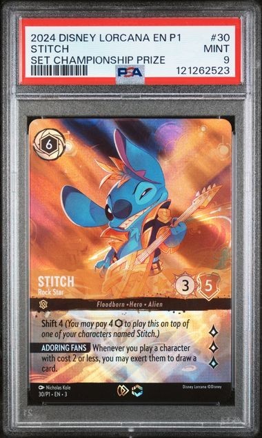 PSA 9 MINT Disney Lorcana  Stitch Rock Star Enchanted Promo Championship Prize