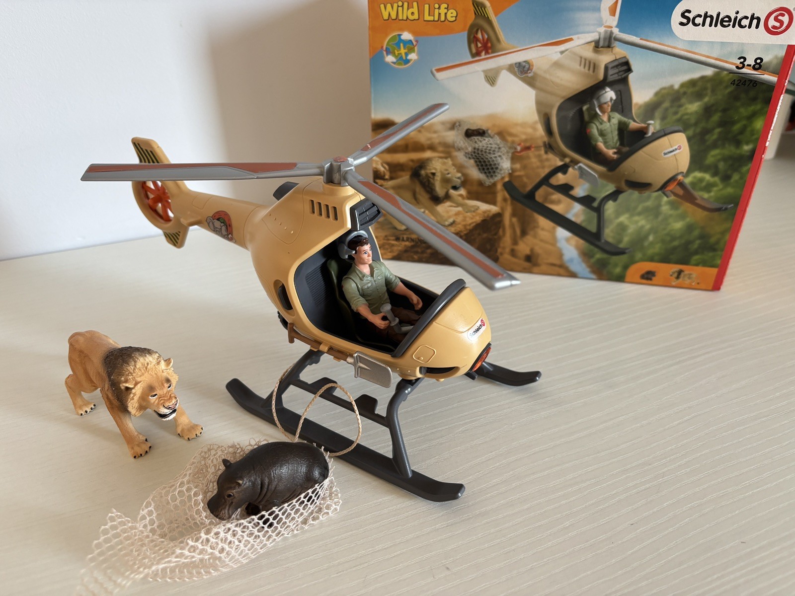 Schleich Elicottero Wild Life per salvataggio animali 42476 con leone-
