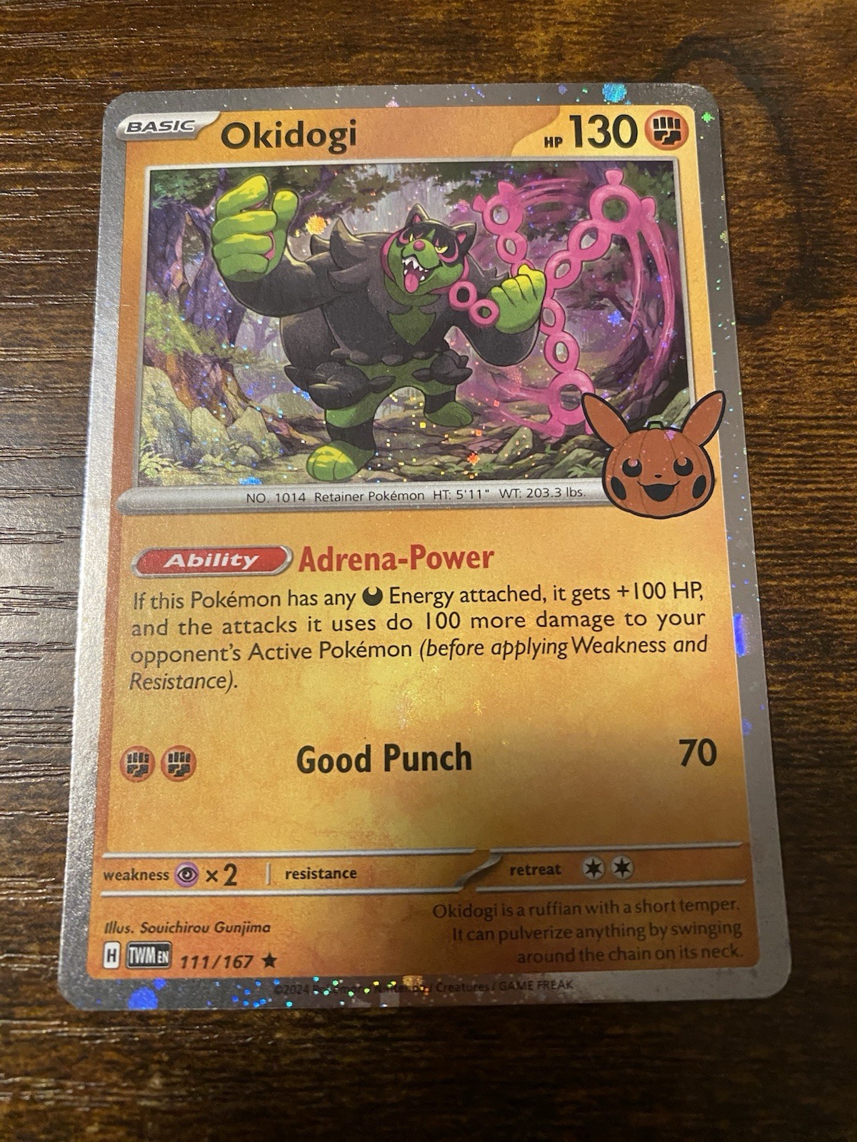 Pokemon TCG Okidogi Cosmos Holo 111/167 Trick or Trade 2024 130 HP Punch