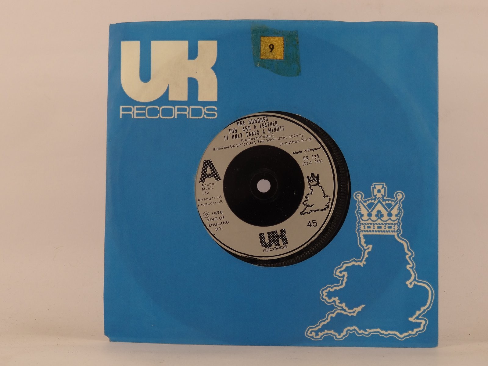 ONE HUNDRED TON AND A FEATHER IT ONLY TAKES A MINUTE (98) 2 Track 7" Single plus