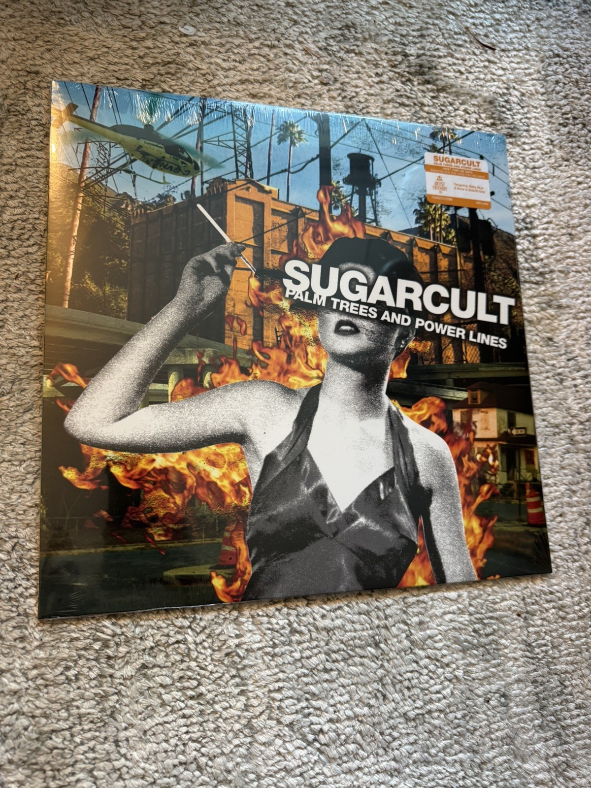 SUGARCULT Palm Trees and Power Lines LE 300 Half SKY BLUE & TANGERINE Vinyl LP