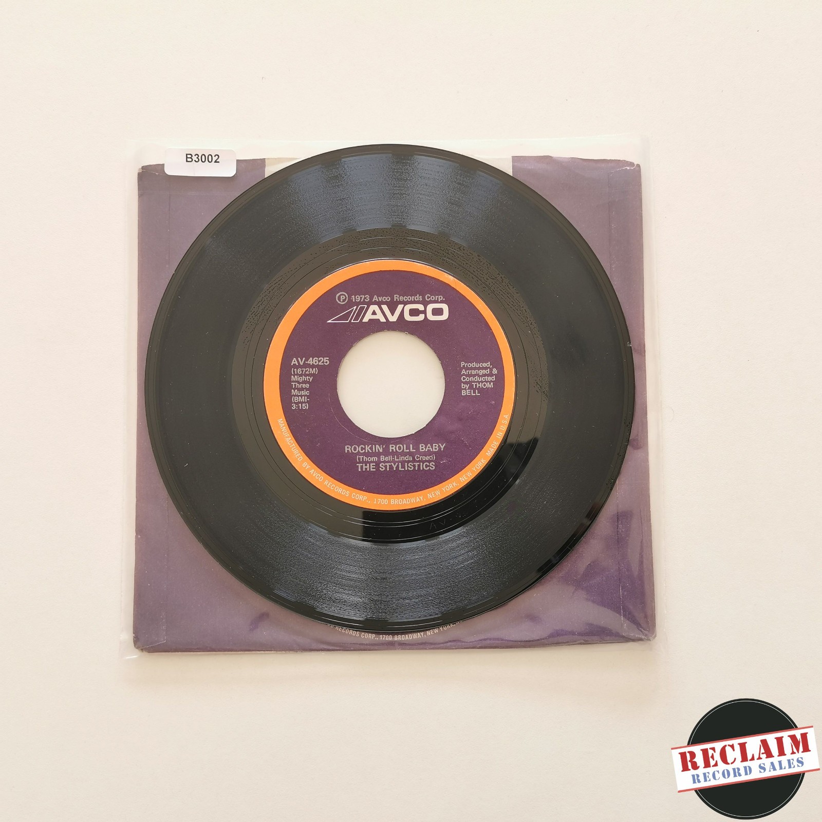 the stylistics - rockin roll baby 7" vinyl record VG