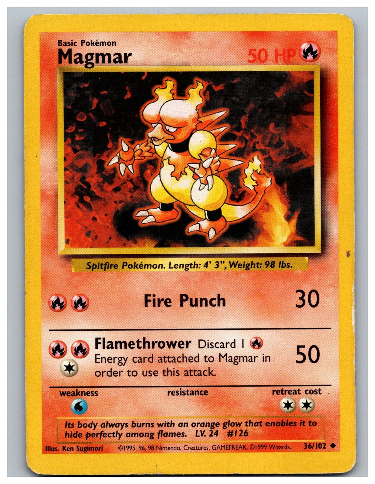 Magmar 36/102 Base Set Pokemon Card