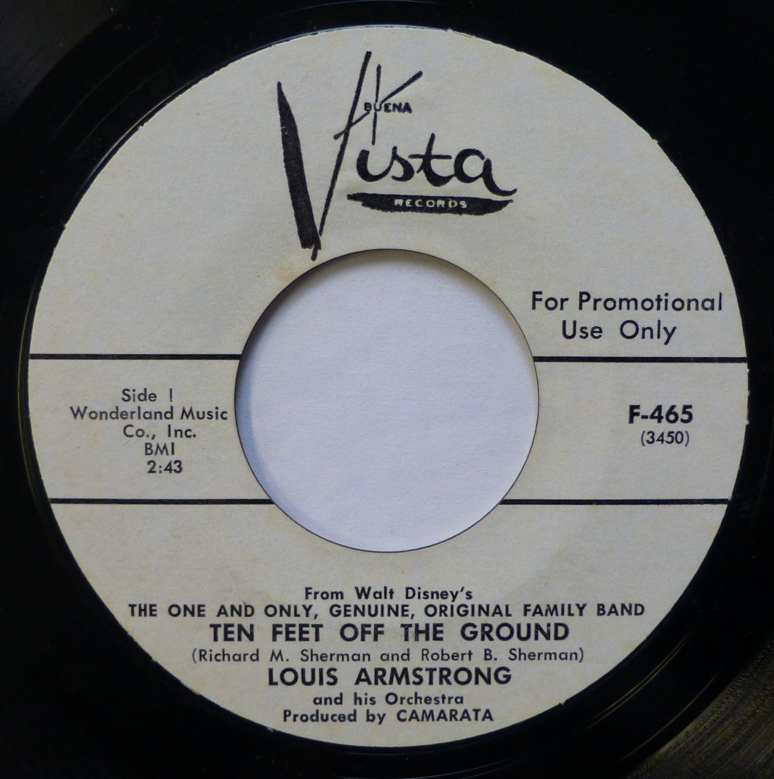 LOUIS ARMSTRONG 45 Giri 7" Promo Ten Feet Off Ground/'Bout Time Buena Vista