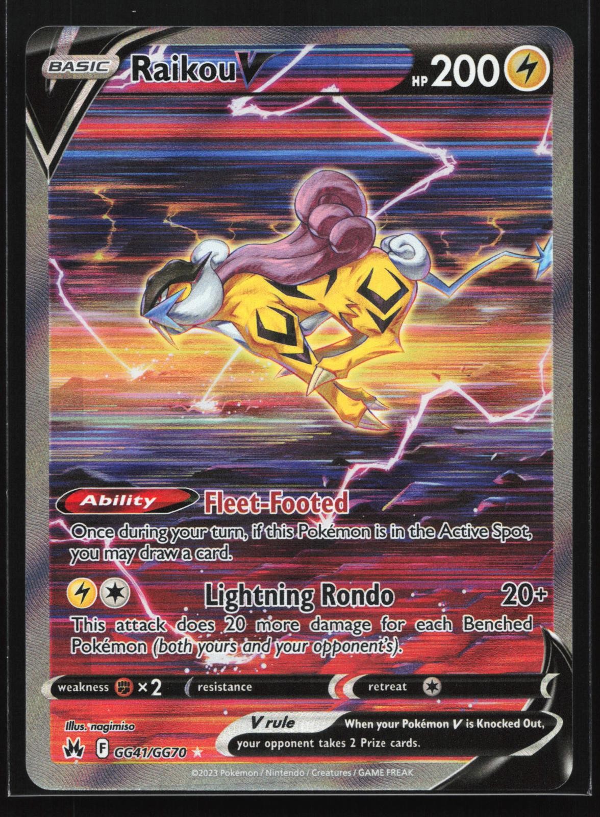 Raikou V GG41/GG70 Crown Zenith Galarian Gallery Ultra Rare Holo Pokemon Card
