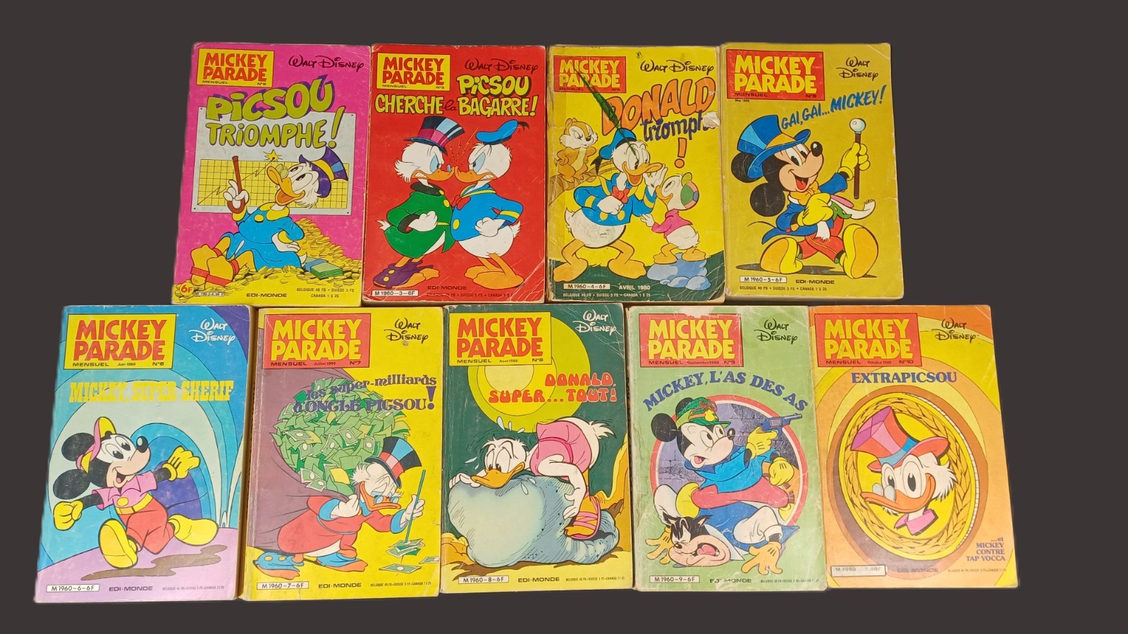 Lot de 9 numéros MICKEY PARADE 1980 du n°2 au n°10