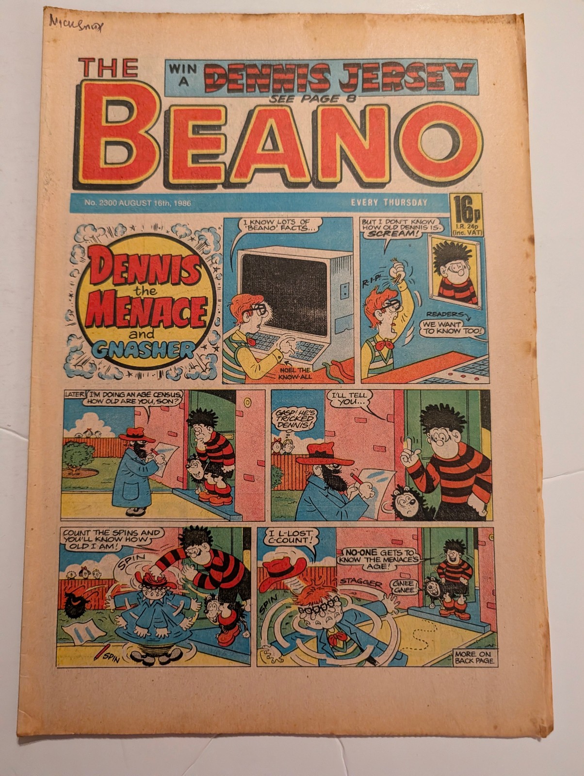 Beano Comic No 2300, August 16th 1986.