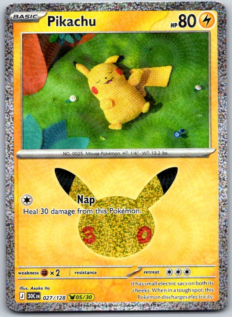 Pikachu 027/128 Pikachu Raro ME: 30° Celebrazione Pokemon TCG NM