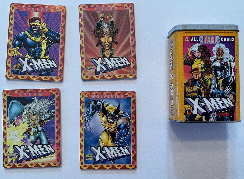1996 Marvel X-Men Team Metal 4 All Metal Cards Complete Set w/ Tin Vintage