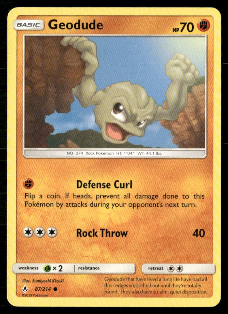 Geodude 87/214 Legami comuni ininterrotti Pokemon quasi come nuovo