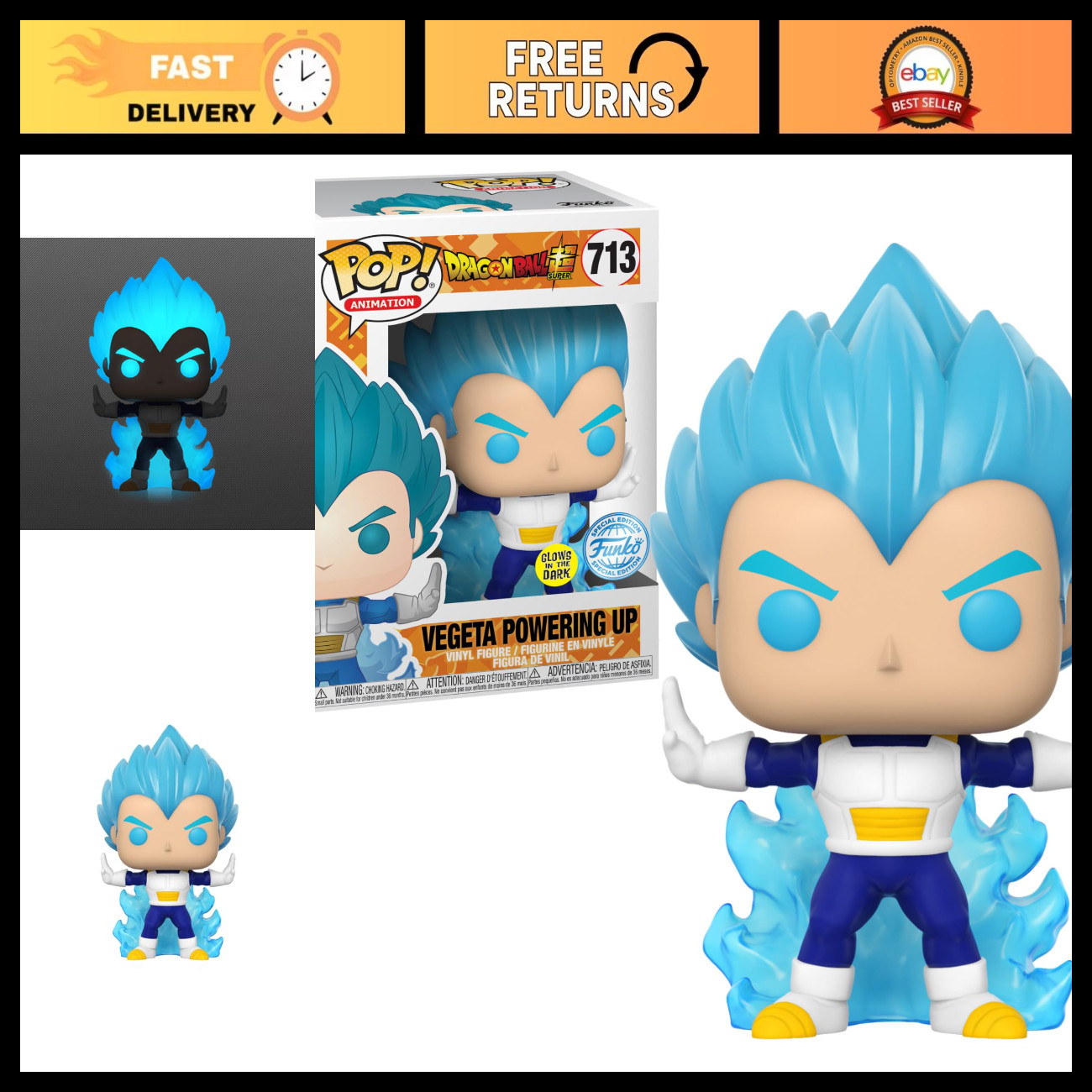 Dragonball Vegeta Powering Up Glow in the Dark Esclusivo Funko Pop #713 Collecti