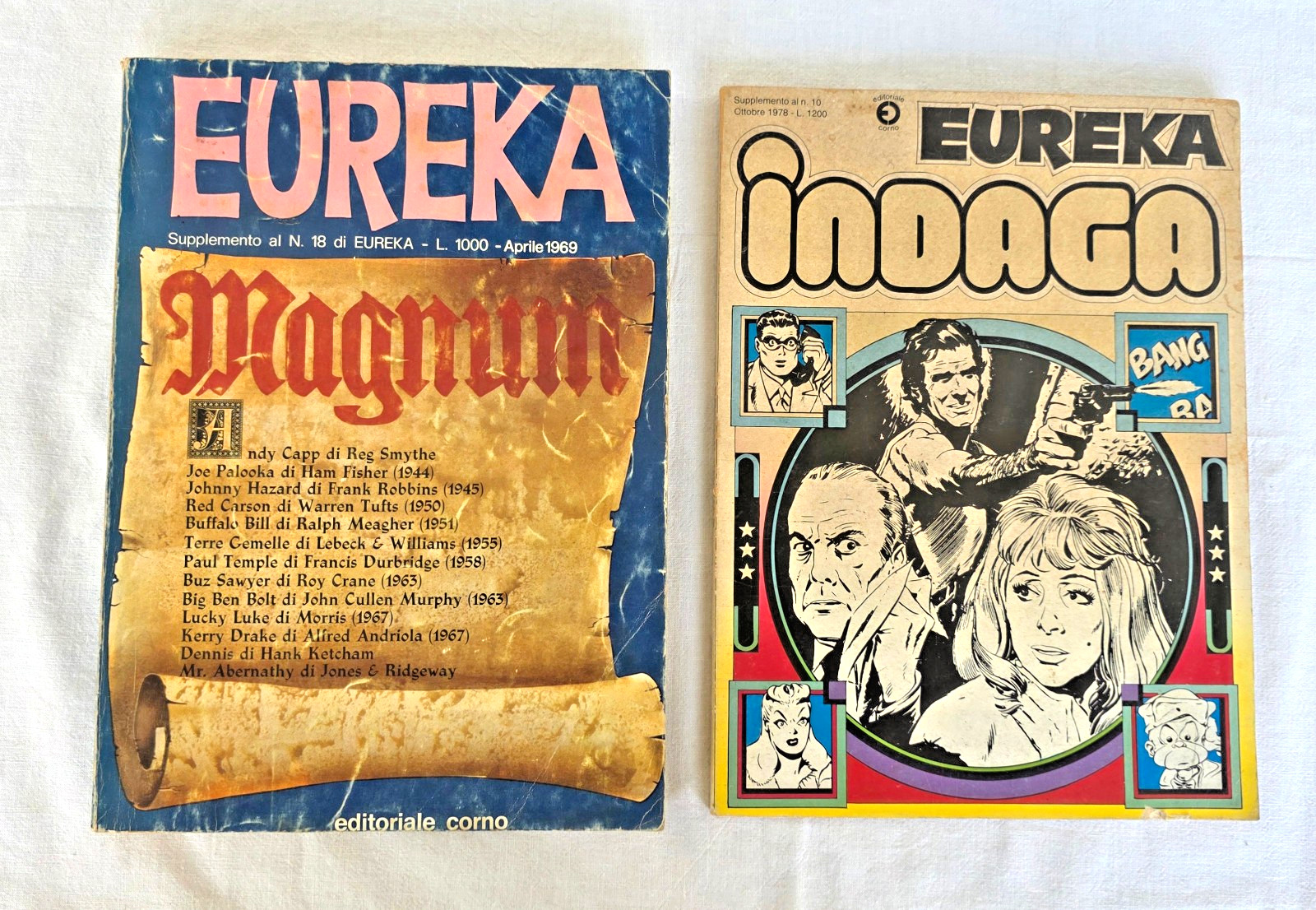 2 ALMANACCHI EUREKA MAGNUS 1969 E EUREKA INDAGA 1978 - EDITORIALE CORNO
