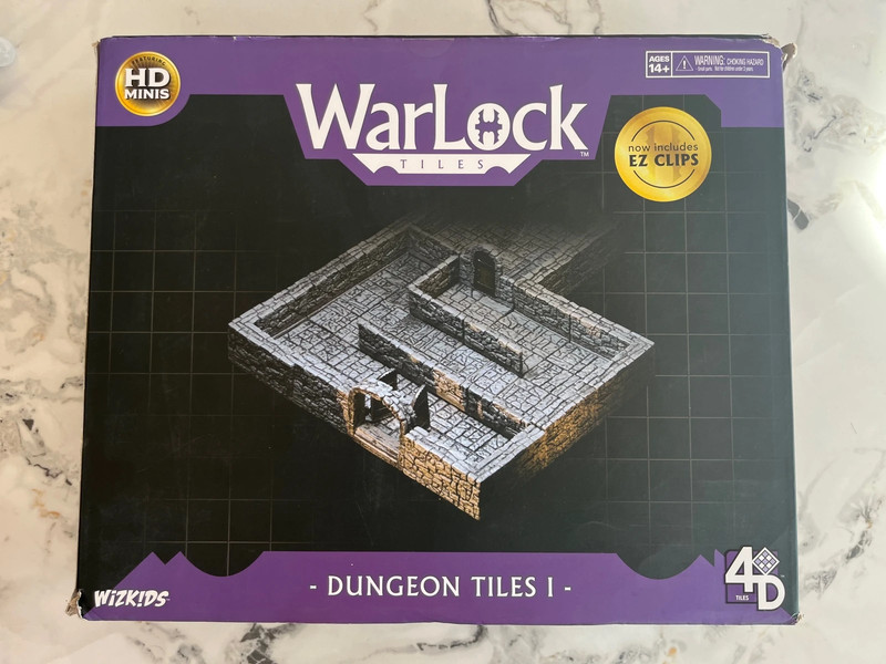 Lot Warlock tiles : Dungeon Tiles 1 + Angles & Curbs + village display kit