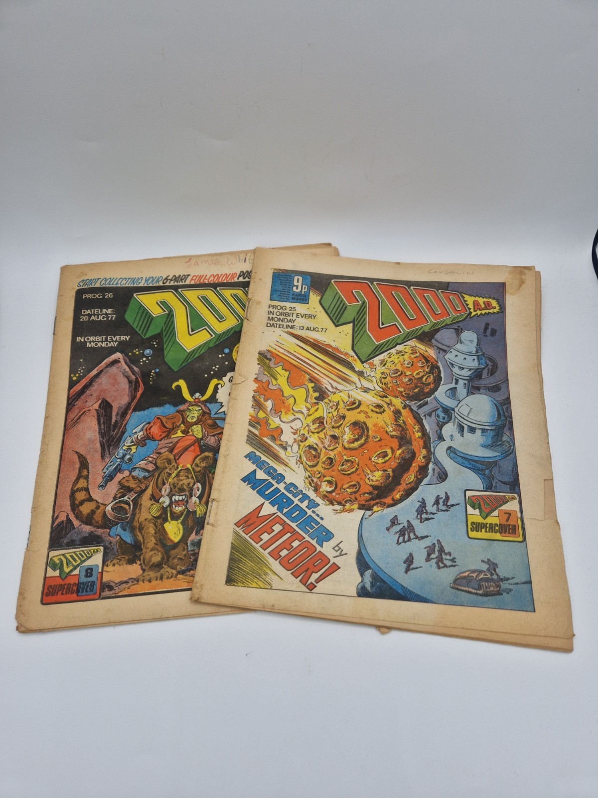 ​2000AD Comic Bundle Prog 25 Prog 26 August 1977 Vintage Judge Dredd Sci-Fi IPC