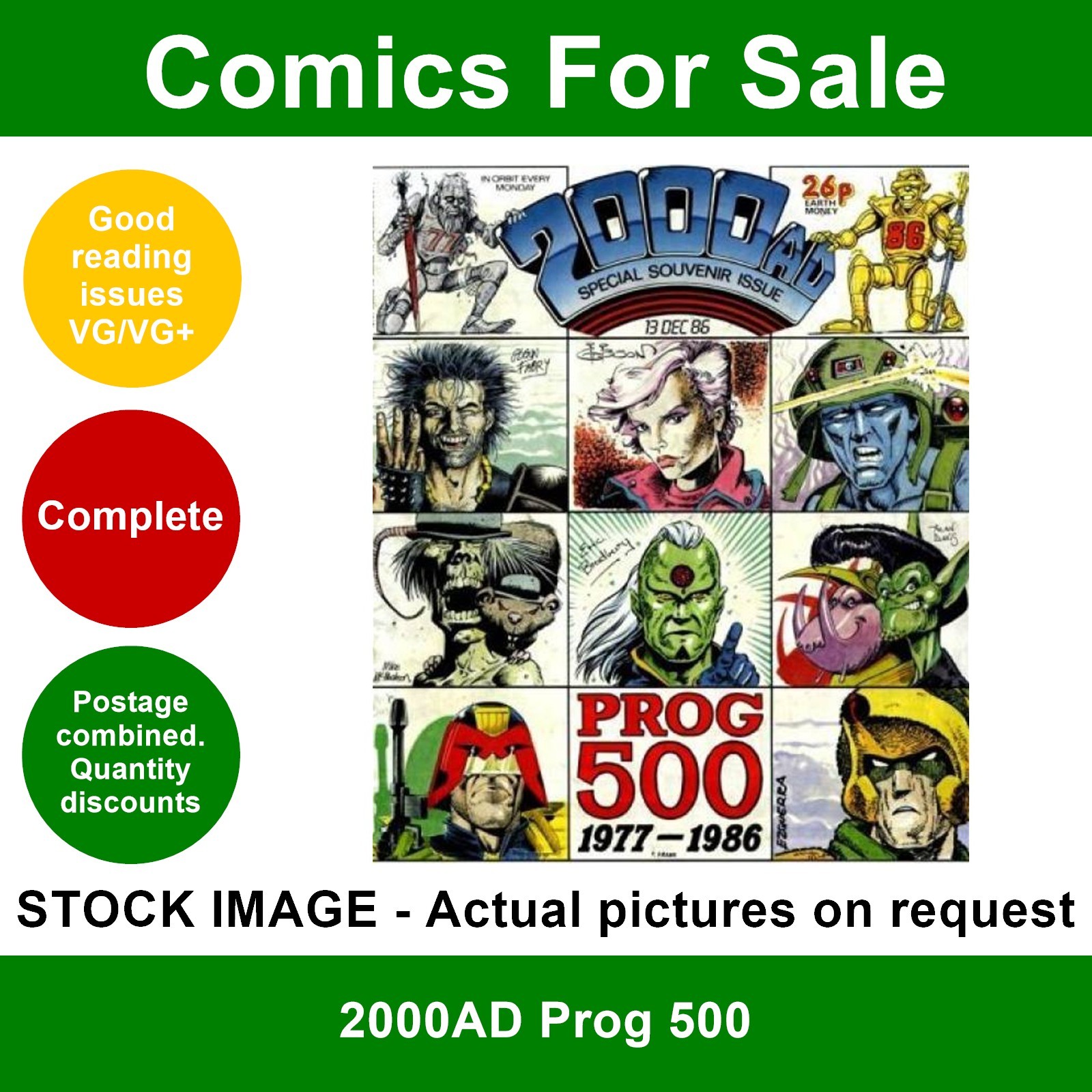 2000AD prog #500 comic - VG/VG+ - Special souvenir - 13 Dec 1986
