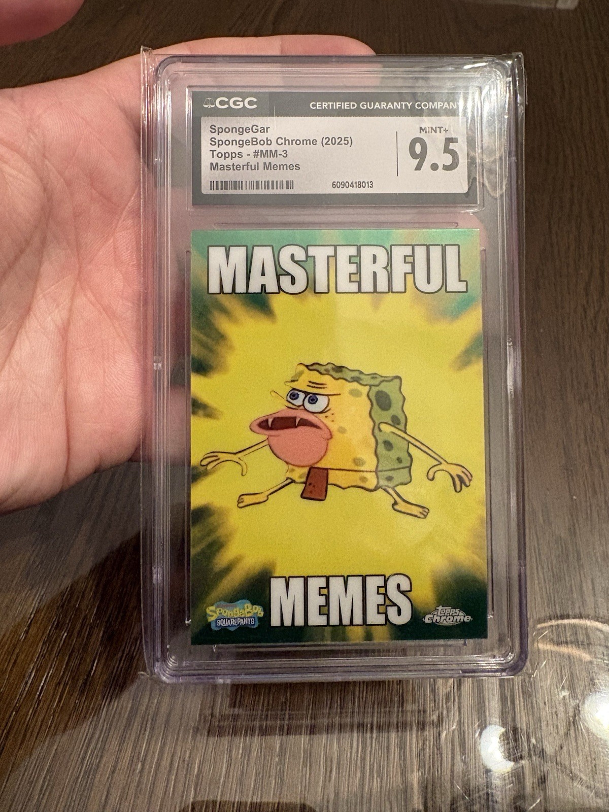 2025 Topps SpongeBob Chrome Masterful Memes SpongeGar MM-3 CGC 9.5