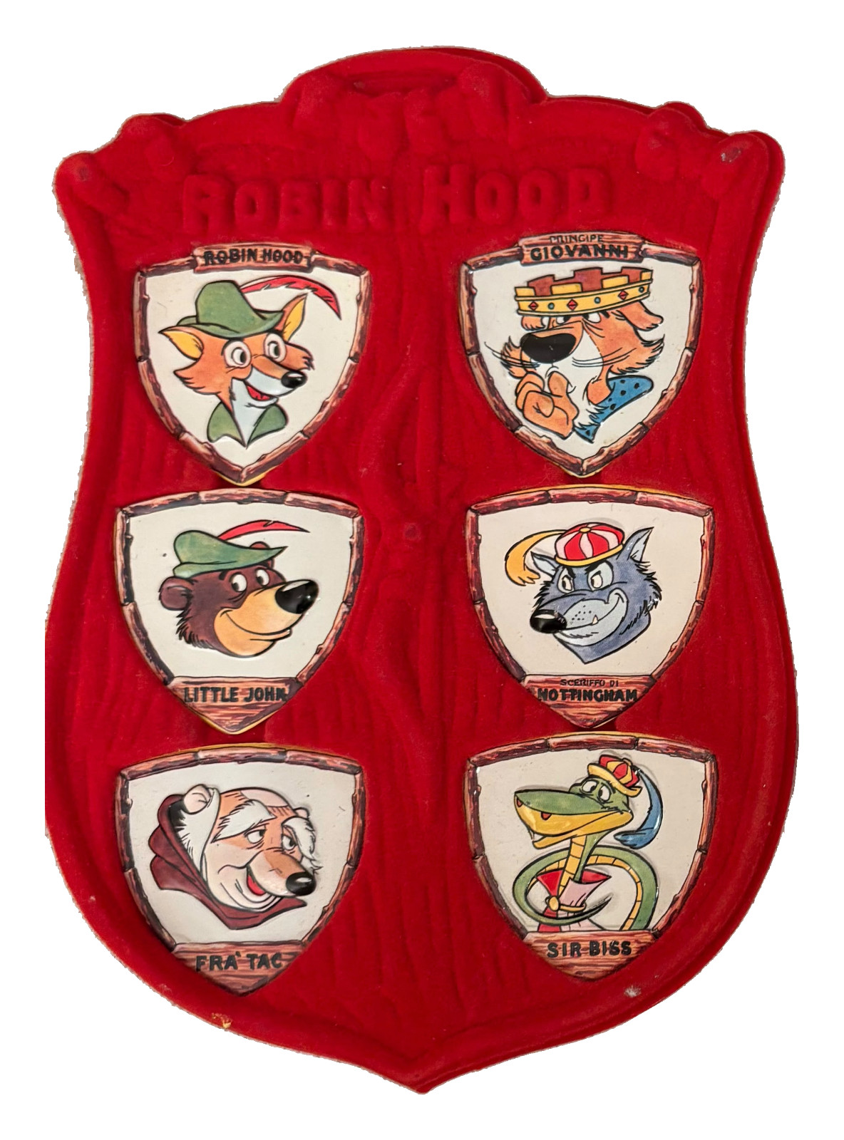 Robin Hood Scudo di Sherwood rosso completo 6 stemmi Topolino 1975