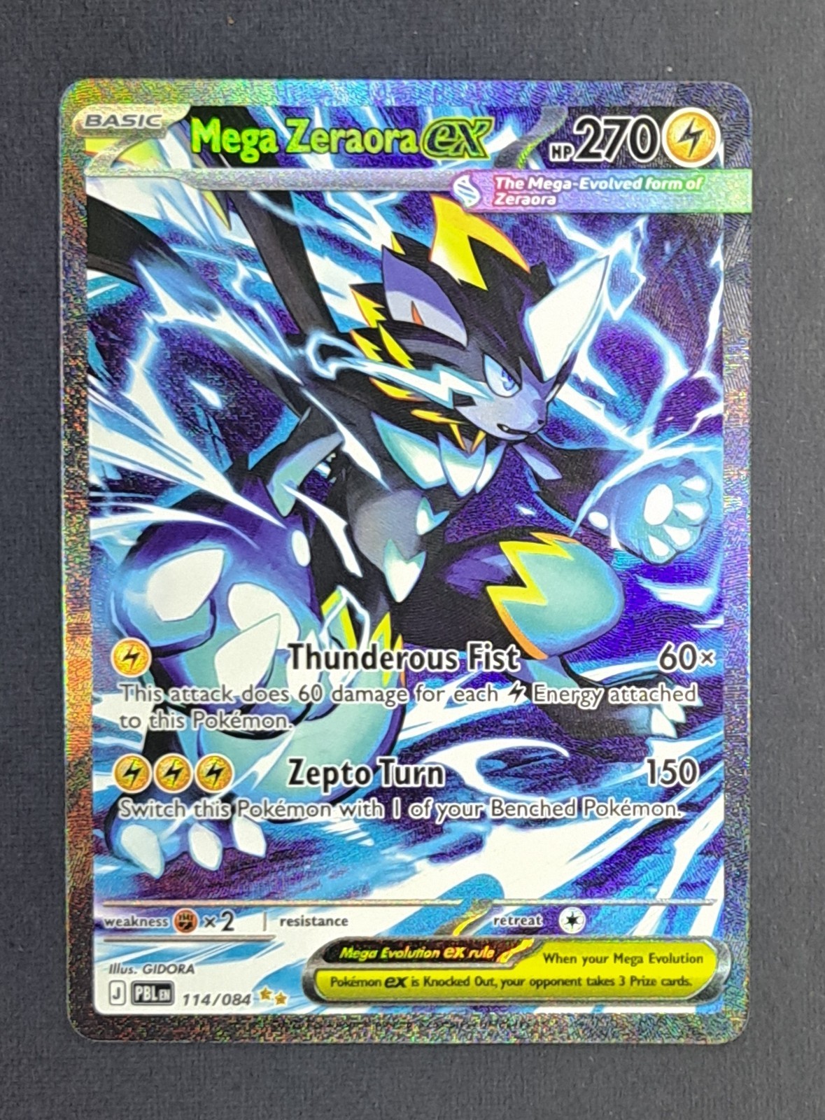 Mega Zeraora EX 114/084 Ultra Rara Carta Pokemon Full Art Holo (EN) - COME NUOVA