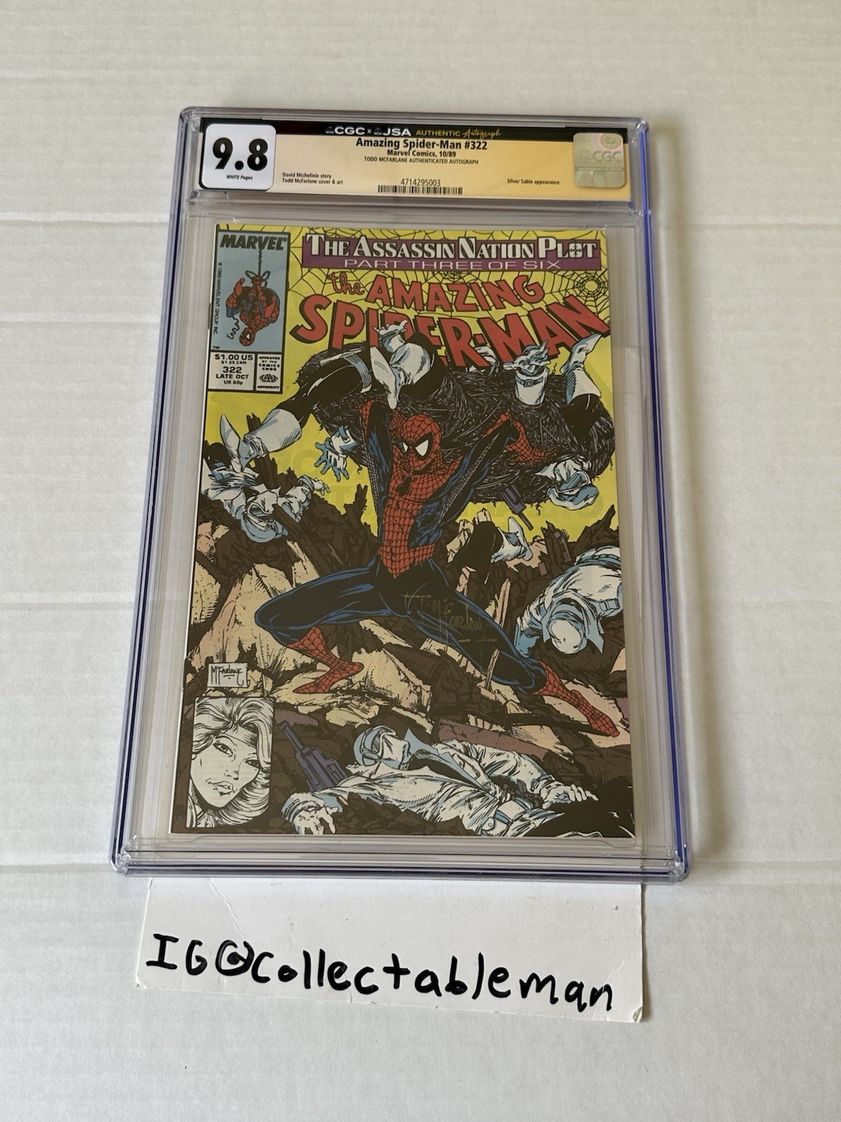 Amazing Spider-Man # 322 CGC 9.8 Bianco 1988 SS Todd McFarlane