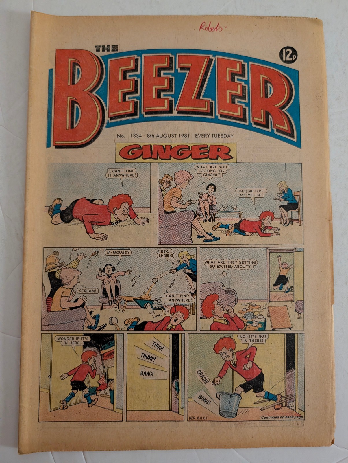 The Beezer Comic No 1334, August 8th 1981.